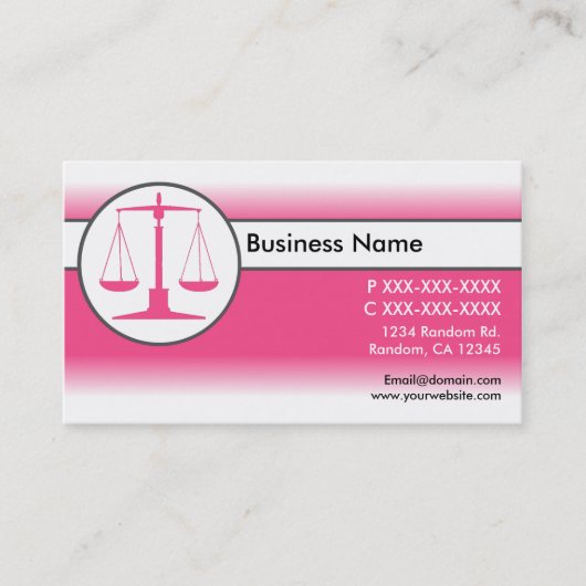 Blanc rose fade loi justice balance carte de visit (Devant)