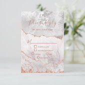 Blanc & Rose Gold Agate Marbre Mariage RSVP Répons (Debout devant)