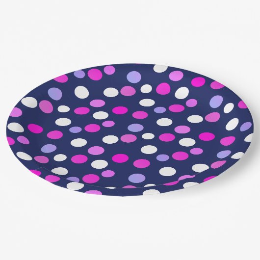 Blanc Rose Violet Bleu Cercles Balles Assiette En (Angle)