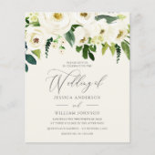 Blanc Roses Feuille verte sur un Mariage budgétair (Devant)