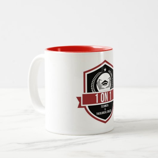 Blanc/Rouge 1 sur 1 TNTC Mug (Devant gauche)