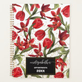 blanc Rouge Golden Vintage Motif Daily Planner (Devant)