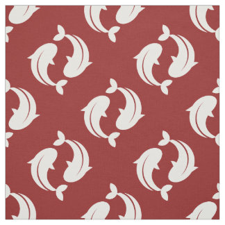Blanc rouge Koi Poisson tissu oriental motif