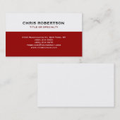 Blanc rouge moderne simple Carte de visite simple (Devant / Derrière)