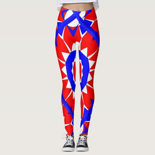 Blanc rouge N Leggings bleus (Devant)