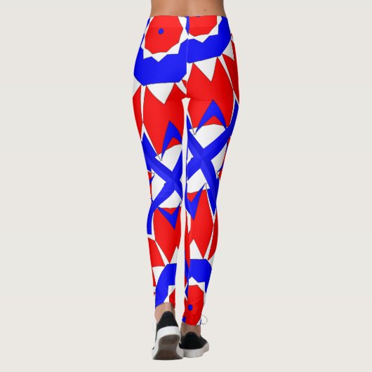 Blanc rouge N Leggings bleus (Dos)