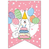 Blanc Samoyed Joyeux Anniversaire Drapeaux de la f (Premier drapeau)