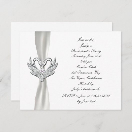  blanc Silver Swan Bachelorette Invitation (Devant / Derrière)