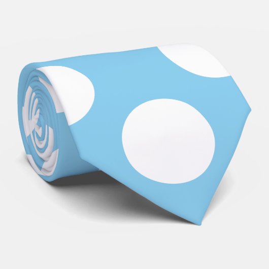 Blanc sur Bébé Bleu Géant Taille Pois Cravate (Roulé)