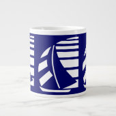 Blanc sur Blue Racing Boats Jumbo Coffee Mug (Devant)