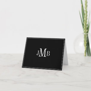 Blanc sur Carte de remerciements plié Monogramme n