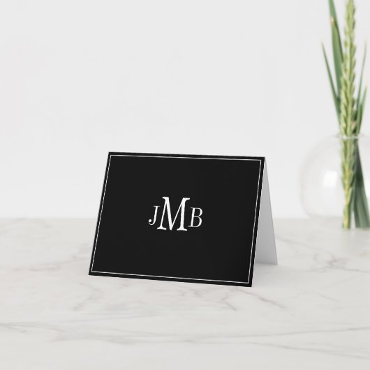 Blanc sur Carte de remerciements plié Monogramme n (Devant)
