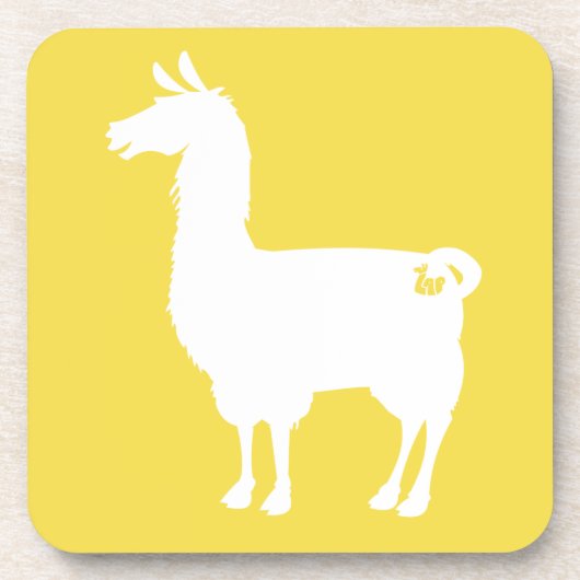 Blanc sur des dessous de verre de lama de couleur (Devant)