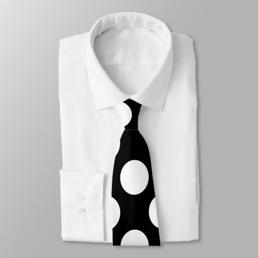 Blanc sur noir taille géant Pois Cravate (Attaché)