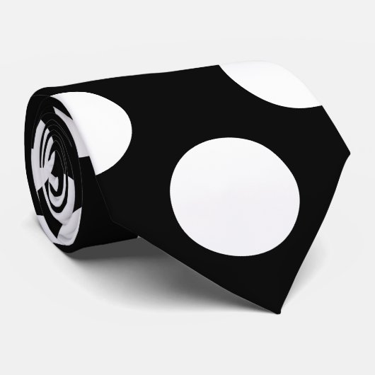 Blanc sur noir taille géant Pois Cravate (Roulé)