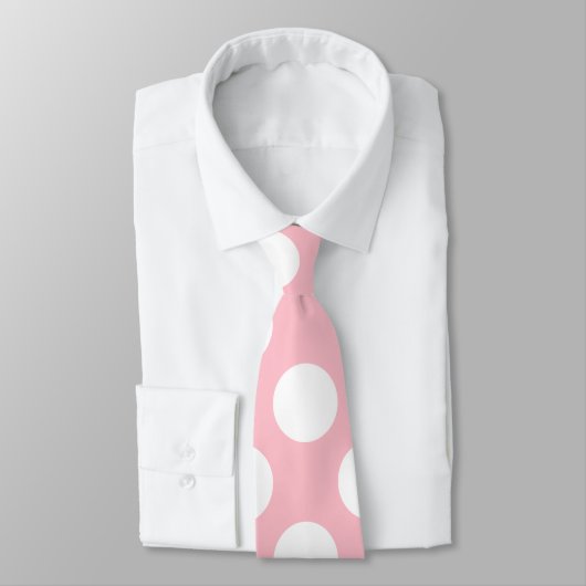 Blanc sur rose gigantesque taille Pois Cravate (Attaché)
