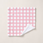 Blanc sur rose grand format Pois horizontaux (Gant de toilette)