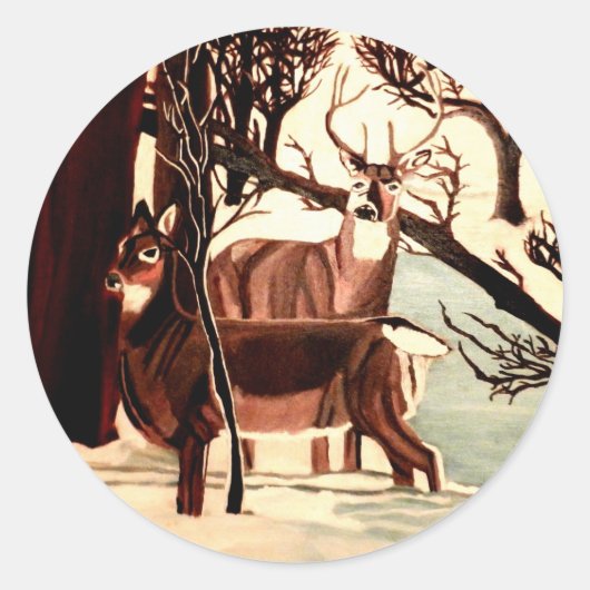 BLANC TAIL DEER DANS LES autocollants HIVER (Devant)
