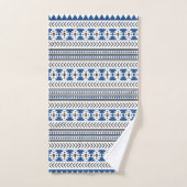 Blanc tribal aztèque de noir bleu d'impression (Serviette à main)