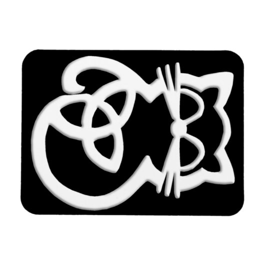 Blanc Trinity Knot Celtic Cat Magnet (Horizontal)
