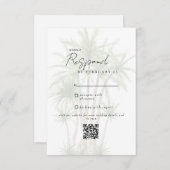 Blanc Tropical Moderne Mariage QR Code RSVP (Devant / Derrière)