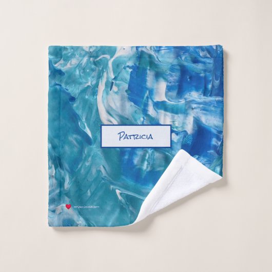 Blanc Turquoise bleu Abstrait (Gant de toilette)