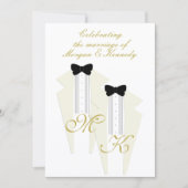 Blanc Tuxedo Deux Chambres Faire-part de mariage G (Devant)
