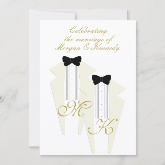 Blanc Tuxedo Deux Chambres Faire-part de mariage G (Devant)