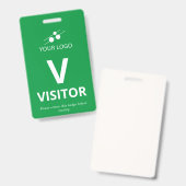 Blanc Vert Ajouter Votre Logo Badge Visiteur (Avant & arrière)