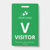Blanc Vert Ajouter Votre Logo Badge Visiteur (Avant)