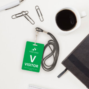 Blanc Vert Ajouter Votre Logo Badge Visiteur