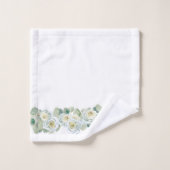 Blanc vert délicat aquarelle rose feuille (Gant de toilette)