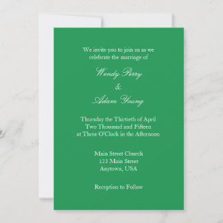 Blanc Vert Plaine Simple Faire-part de mariage