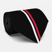 Blanc vertical, Frappes Crimson sur cravate noire (Roulé)
