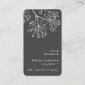 Blanc Vintage Botanique gris foncé Carte de visite (Dos)