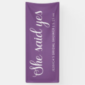 Blanc Violet Elle A Dit Oui Bannière Fête des mari (Vertical)