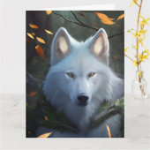 BLANC WOLF ART CARTE DE SALUT D'ANNIVERSAIRE (Fleur jaune)