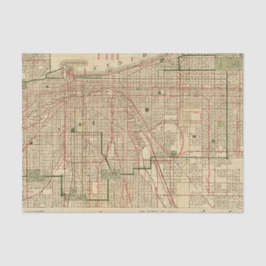 Blanchard's kaart van Chicago Tissuepapier (Voorkant)