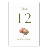 BLANCHE | Carte de numéro de table du Mariage rose (Par défaut)