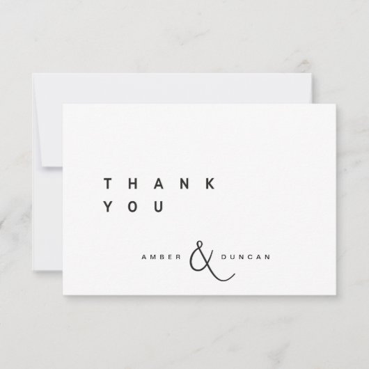 BLANCHE | Carte de remerciements Mariage simple (Devant)