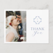 BLANCHE | Carte postale Merci Floral Bleu (Devant)