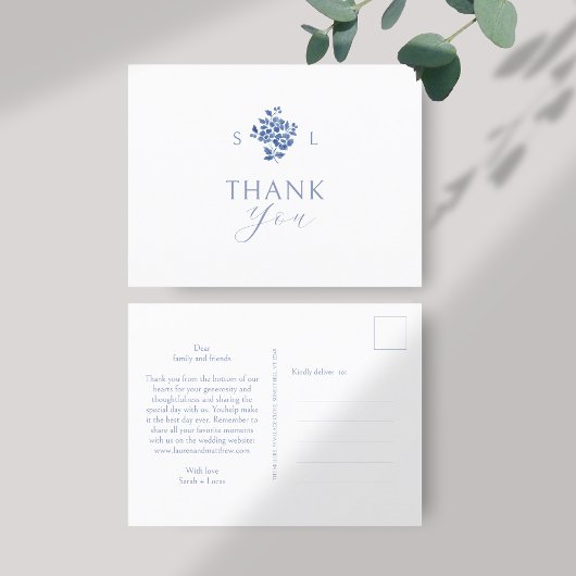 BLANCHE | Carte postale Merci Floral Bleu