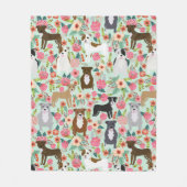 Blanche florale de Pitbull - couverture de chien,  (Devant)