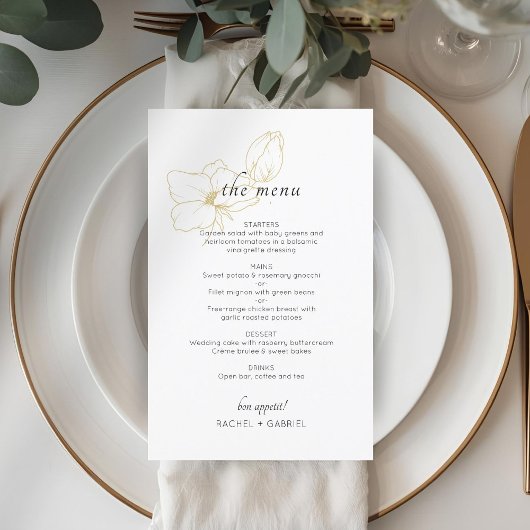 BLANCHE | Menu plat Mariage floral chic