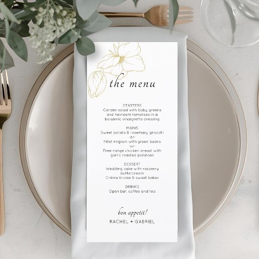 BLANCHE | Menu plat Mariage floral chic