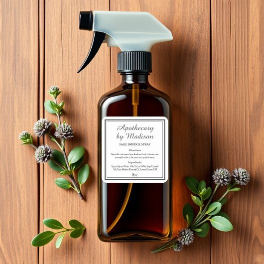 BLANCHE | Sage Smudge Spray Étiquettes de bouteill