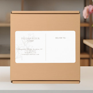 BLANCHE | Simple moderne fleuriste Étiquettes d'ex