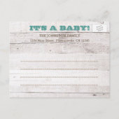 blanchir le Faire-part de naissance photo Turquois (Dos)