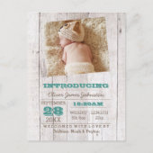 blanchir le Faire-part de naissance photo Turquois (Devant)