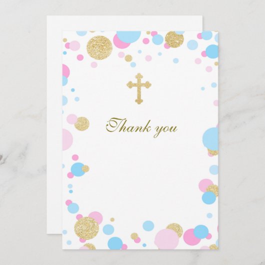 Blanco baptisme Communie Hartelijk dank! Roze blau Bedankkaart (Voorkant / Achterkant)